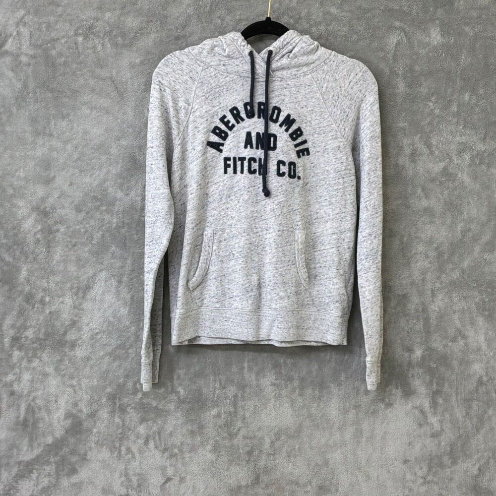 Abercrombie & Fitch Co.Hoodie Mens M Gray Spellout Sweatshirt 90’s Y2K